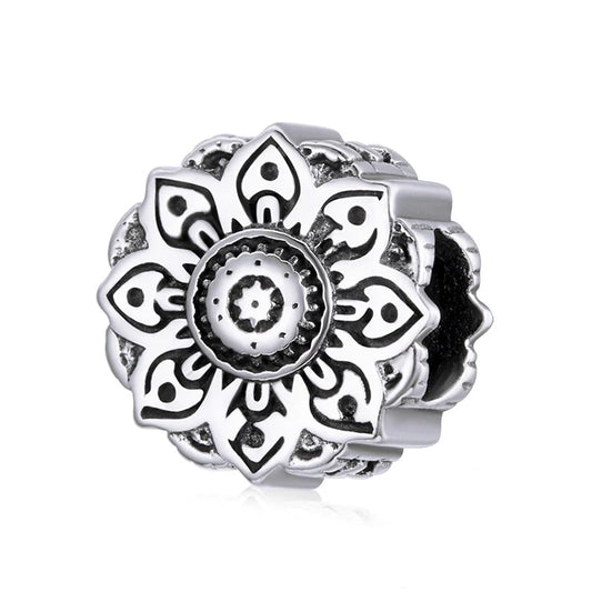 Mandala Head Bead – 925 Sterling Silver