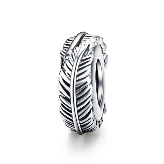 925 Sterling Silver Vintage FEATHER BEADS