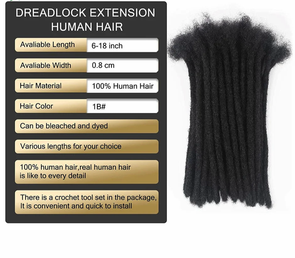 Dreadlock Extensions Human Hair 24 Inch 0.8cm