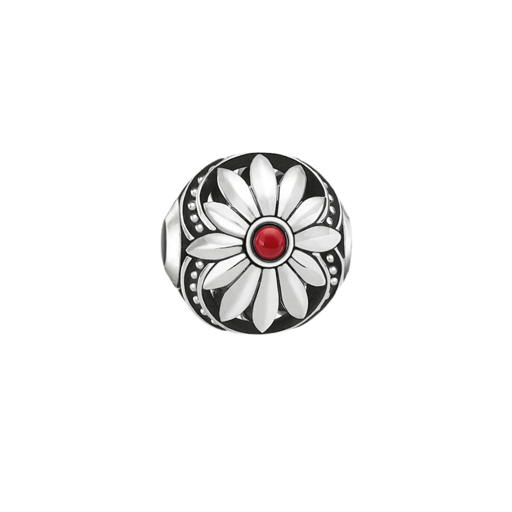 Red Petals Flower Bead