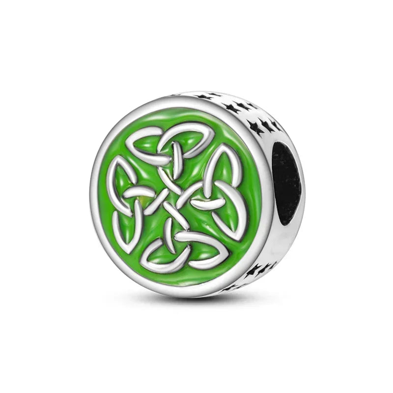 925 Sterling Silver Green CELTIC KNOT