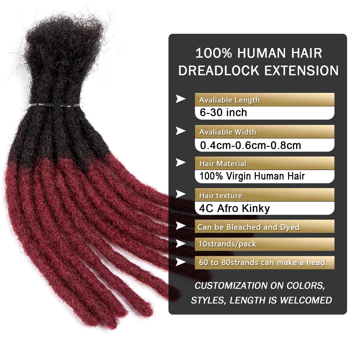 100 % Real Human Dreadlocks Extensions