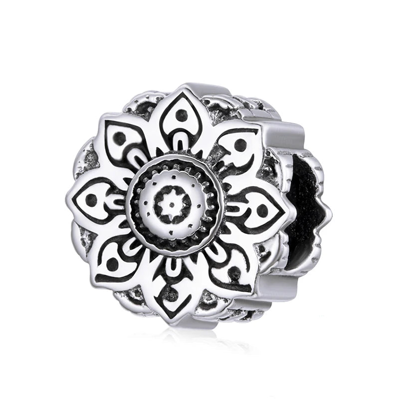 Mandala Head Bead – 925 Sterling Silver
