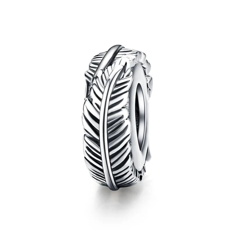 925 Sterling Silver Vintage FEATHER BEADS